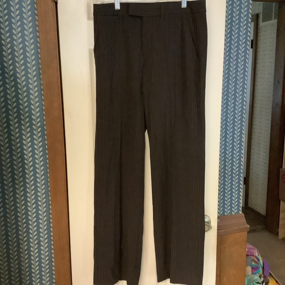 Old Navy Essential Stretch Pin Stripe Pants Dark Brown Size 8